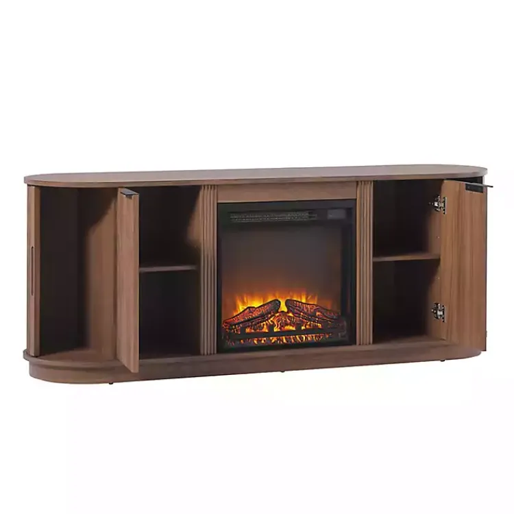 Kirklands Home Tv Stands & Media Consoles|Mocha Reeded Fireplace Media Cabinet Brown