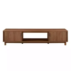 Kirklands Home Tv Stands & Media Consoles|Mocha Wood Fluted 2-Door TV Stand Brown