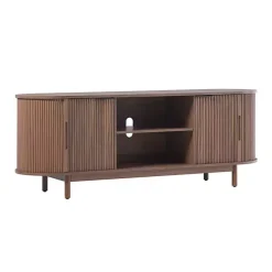 Kirklands Home Tv Stands & Media Consoles|Mocha Wood Reeded Oval TV Stand Brown