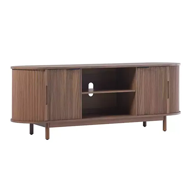 Kirklands Home Tv Stands & Media Consoles|Mocha Wood Reeded Oval TV Stand Brown