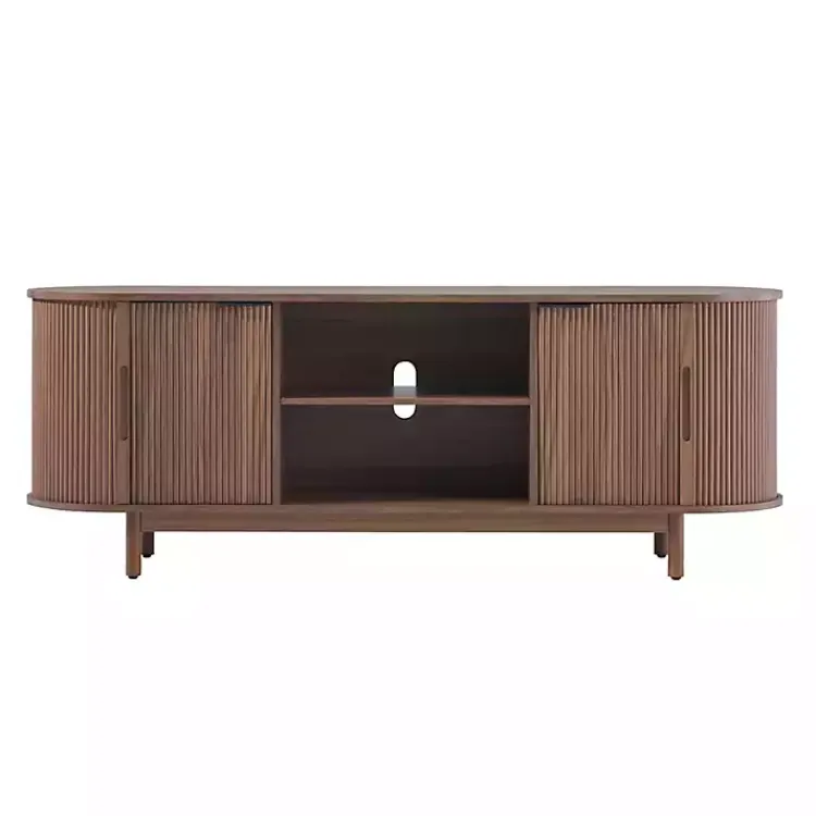 Kirklands Home Tv Stands & Media Consoles|Mocha Wood Reeded Oval TV Stand Brown