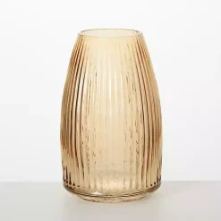 Best Modern Amber Ribbed Glass Vase Vases