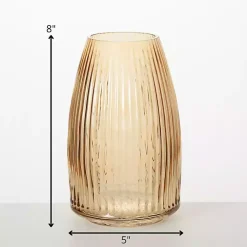 Best Modern Amber Ribbed Glass Vase Vases