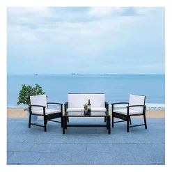 Kirklands Home Outdoor Sets|Modern Wicker 4-pc. Outdoor Living Set Black