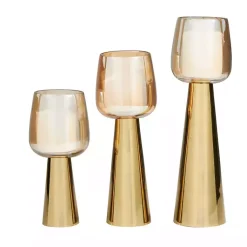 New Modern Base Glass 3-pc. Candle Holder Set Candle Holders