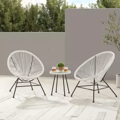 Kirklands Home Outdoor Sets|Modern Wicker 3-pc. Outdoor Patio Set White