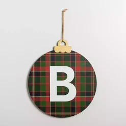 Hot Monogram B Plaid Ornament Wall Plaque Monogram Seasonal Decor