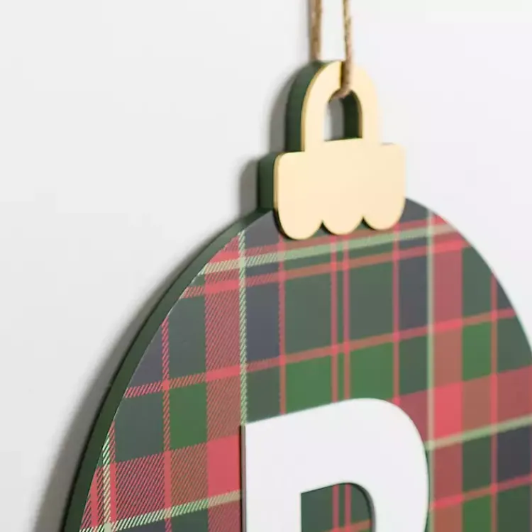 Hot Monogram B Plaid Ornament Wall Plaque Monogram Seasonal Decor
