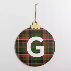 Outlet Monogram G Plaid Ornament Wall Plaque Monogram Seasonal Decor