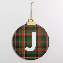 Outlet Monogram J Plaid Ornament Wall Plaque Monogram Seasonal Decor