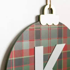 Sale Monogram K Plaid Ornament Wall Plaque Monogram Seasonal Decor