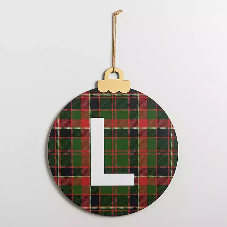 Clearance Monogram L Plaid Ornament Wall Plaque Monogram Seasonal Decor