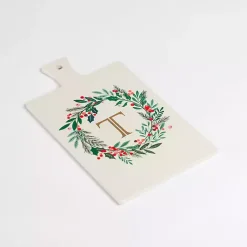 Clearance Monogram T Christmas Wreath Serving Board Monogram Seasonal Decor