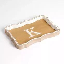 Monogrammed K Scalloped Wood Tray Decorative Trays