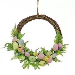 New Multicolor Easter Eggs and Fern Wreath Easter Decorations