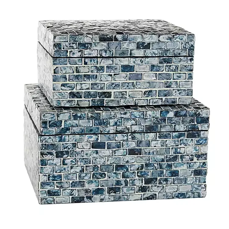 Outlet Multicolor Mother of Pearl Coastal Boxes, Set of 2 Baskets & Boxes