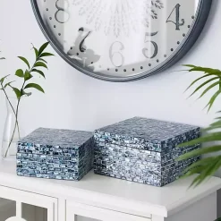 Outlet Multicolor Mother of Pearl Coastal Boxes, Set of 2 Baskets & Boxes