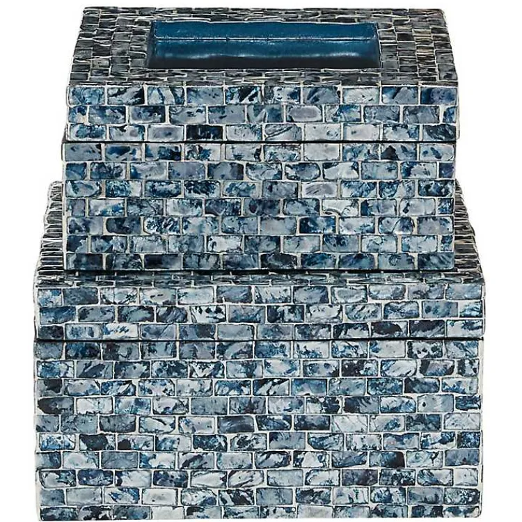 Outlet Multicolor Mother of Pearl Coastal Boxes, Set of 2 Baskets & Boxes