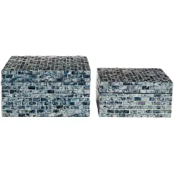 Outlet Multicolor Mother of Pearl Coastal Boxes, Set of 2 Baskets & Boxes