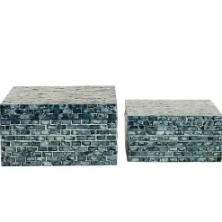 Outlet Multicolor Mother of Pearl Coastal Boxes, Set of 2 Baskets & Boxes