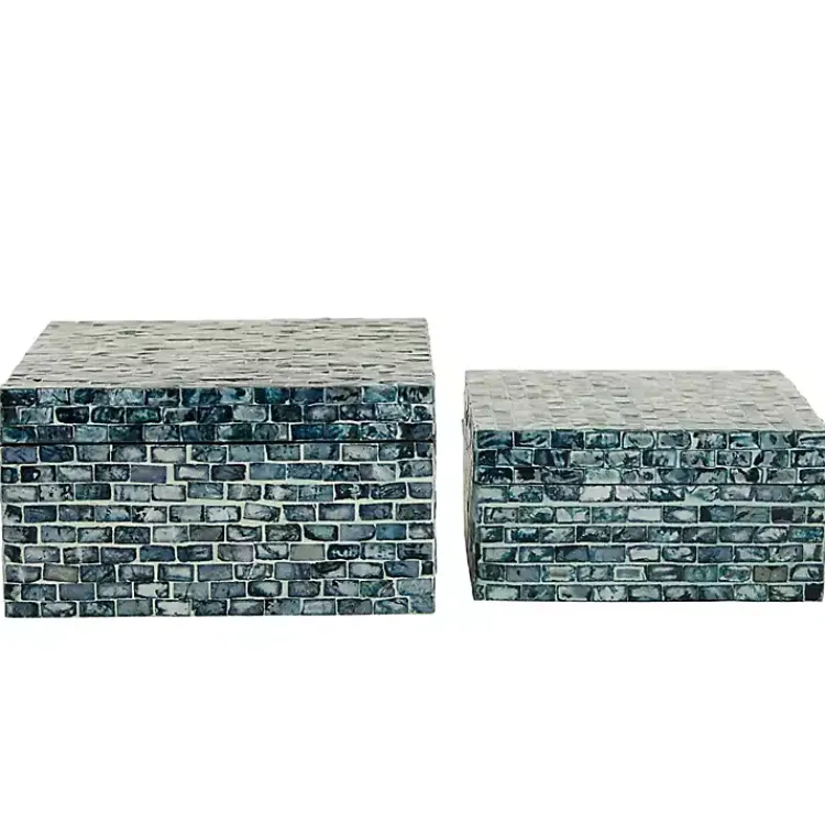 Outlet Multicolor Mother of Pearl Coastal Boxes, Set of 2 Baskets & Boxes