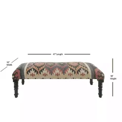Kirklands Home Benches & Ottomans|Multicolor Southwestern Geometric Bench