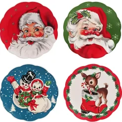 Kirklands Home Dinnerware|color Vintage Christmas Plates, Set of 4 Multi