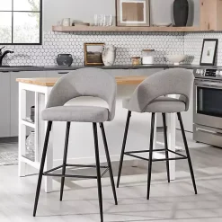 Kirklands Home Bar Stools & Counter Height Stools|Mushroom Upholstered Charli Bar Stools, Set of 2 Gray