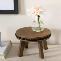 Hot Natural and Black Beaded Wood Riser Decorative Accents