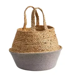 Discount Natural and Gray Woven Jute Planter Basket Baskets & Boxes