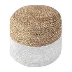 Best Natural and White Neely Jute Braided Pouf Poufs & Floor Cushions