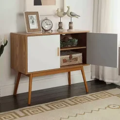 Kirklands Home Cabinets & Sideboards|Natural and White Reversible Doors Cabinet