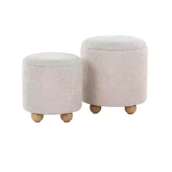 Kirklands Home Benches & Ottomans|Natural Bacci Nesting Ottomans, Set of 2 Tan