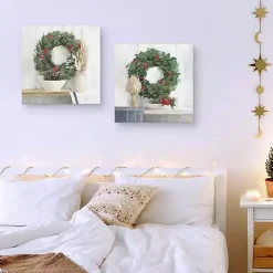 Sale Natural Christmas Wreaths Canvas Prints, Set of 2 Christmas Art & Wall Decor