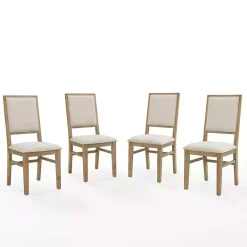 Kirklands Home Dining Chairs|Natural Cream Upholstered Dining Chairs, Set of 4 Ivory