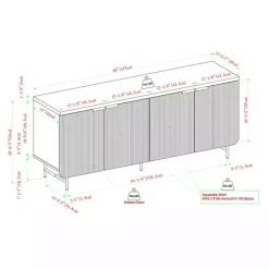 Kirklands Home Cabinets & Sideboards|Natural Fluted Wood 4-Door Scandinavian Cabinet Tan