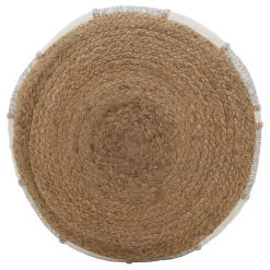 New Natural Gray and White Striped Jute Pouf Poufs & Floor Cushions