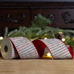 Sale Natural Houndstooth 10 yard Christmas Ribbon Christmas Decorations