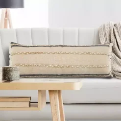 Best Natural Jute Braided Stripe Lumbar Pillow Pillows