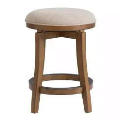 Kirklands Home Bar Stools & Counter Height Stools|Natural Linen Barrel Base Swivel Counter Stool Tan