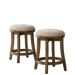 Kirklands Home Bar Stools & Counter Height Stools|Natural Linen Barrel Base Swivel Counter Stool Set Tan