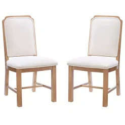 Kirklands Home Dining Chairs|Natural Linen Scalloped Dining Chairs, Set of 2 White