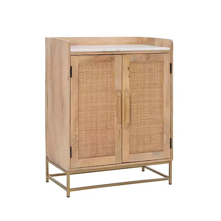 Kirklands Home Cabinets & Sideboards|Natural Marble Rattan Front Bar Cabinet