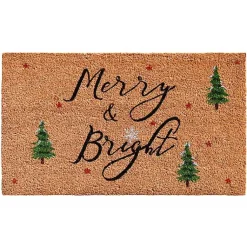 Clearance Natural Merry Bright Tree Coir Doormat, 36 in. Outdoor Christmas Decorations