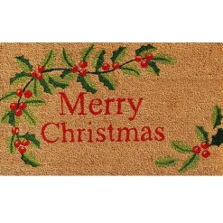 Outlet Natural Merry Christmas Holly Coir Doormat Outdoor Christmas Decorations