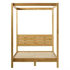 Kirklands Home Beds & Headboards|Natural Pine Canopy Full Bed Tan