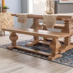 Kirklands Home Benches & Ottomans|Natural Pine Wood Knotted Column Bench Tan