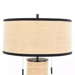 Kirklands Home Table Lamps|Natural Rattan and Black Metal Table Lamp