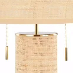 Kirklands Home Table Lamps|Natural Rattan and Gold Metal Table Lamp