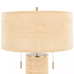 Kirklands Home Table Lamps|Natural Rattan and Gold Metal Table Lamp